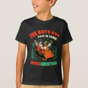 Lustiger Jesus Santa The Boys Are Back In Town Fro T-Shirt