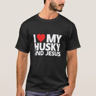 Lustiger Jesus Sibirischer Husky Hund Liebe Hausti T-Shirt