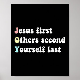Lustiger Jesus zuerst, andere an zweiter Stelle, d Poster