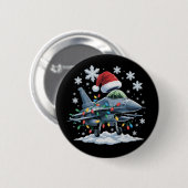Lustiger Jet-Jäger Militär-Weihnachten Xmas Button (Vorne & Hinten)