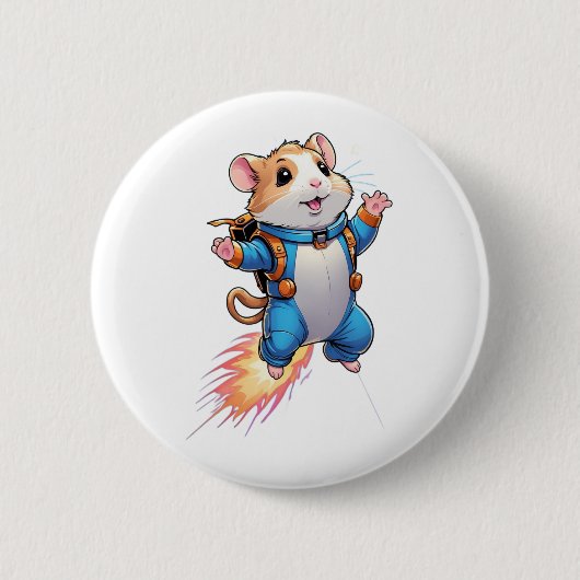 Lustiger Jetpack-Hamster-Pin | Cartoon-Tier-Abzeic Button (Vorderseite)