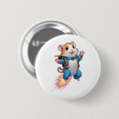 Lustiger Jetpack-Hamster-Pin | Cartoon-Tier-Abzeic Button (Vorne & Hinten)