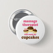 Lustiger Job-Schokoladen-Massage-Therapeut Button (Vorne & Hinten)
