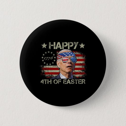 Lustiger Joe Biden 4. Juli Fröhlicher 4. Ostern un Button (Vorderseite)