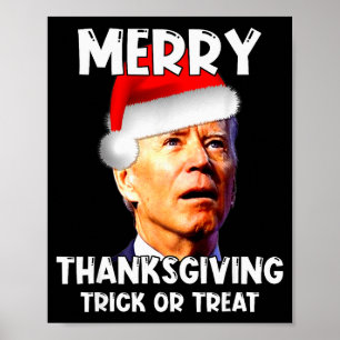 Lustiger Joe Biden Santa Hut Frohes Erntedankfest  Poster