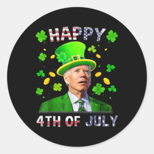 Lustiger Joe Biden Süßer St Patricks Day Bowling H Runder Aufkleber