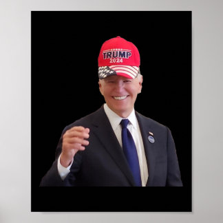 Lustiger Joe Biden trägt Trump 2024 Mütze  Poster