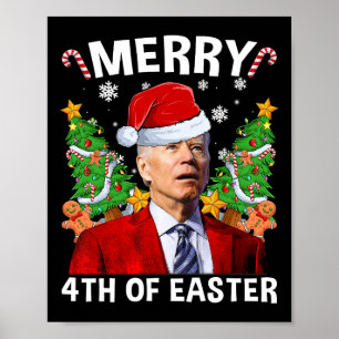 Lustiger Joe Biden Weihnachts Santa Hut Frohe 4. J Poster
