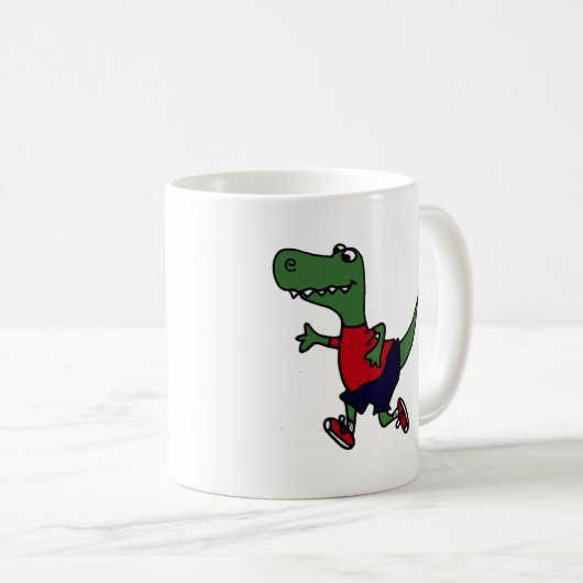 Lustiger Joggen Trex Dinosaurier Kaffeetasse (VorderseiteRechts)