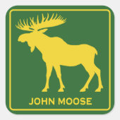 Lustiger John-Moose-Parodie-Bauer Quadratischer Aufkleber (Vorderseite)