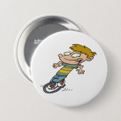 Lustiger Junge auf Einrad Button (Vorne & Hinten)