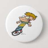 Lustiger Junge auf Einrad Button (Vorderseite)