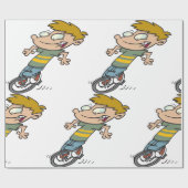Lustiger Junge auf Einrad Geschenkpapier (Flach)