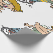 Lustiger Junge auf Einrad Geschenkpapier (Ecke)
