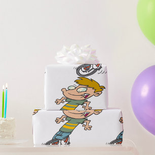 Lustiger Junge auf Einrad Geschenkpapier