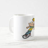 Lustiger Junge auf Einrad Kaffeetasse (Vorderseite Links)