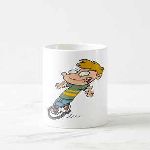 Lustiger Junge auf Einrad Kaffeetasse