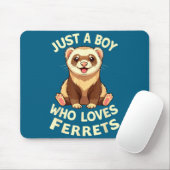 Lustiger Junge liebt Frettchen Süßes Tier Mousepad (Mit Mouse)