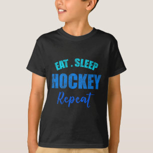 Lustiger Jungen Hockey Spieler Eat Sleep Hockey Re T-Shirt