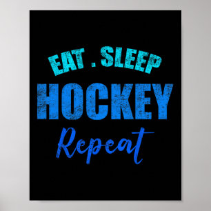 Lustiger Jungen Hockey Spieler Essen Schlafen Hock Poster