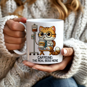 Lustiger Kaffee IV-Tropf Koffein Echter Boss  Kaffeetasse