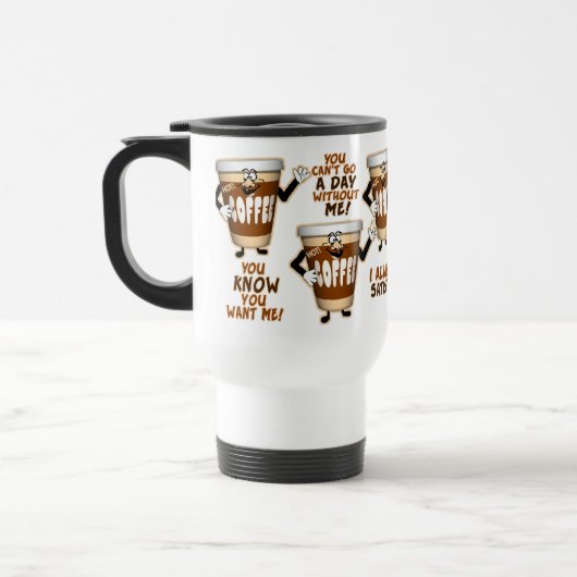 Lustiger Kaffee-Liebhaber Reisebecher (Links)