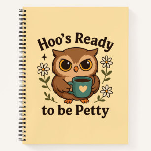 Lustiger Kaffee-Owl Hoo ist bereit, kleinlich zu s Notizblock
