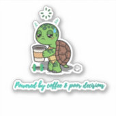 Lustiger Kaffee-Schildkröte-Die-Cut-Aufkleber – Fa Aufkleber (Vorderseite)