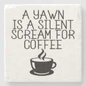 Lustiger Kaffee-Spruch Steinuntersetzer (Vorderseite)