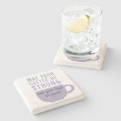 Lustiger Kaffee stark und süß Steinuntersetzer (Seitenansicht)