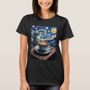 Lustiger Kaffee Sternennacht Latte Art Tasse Baris T-Shirt