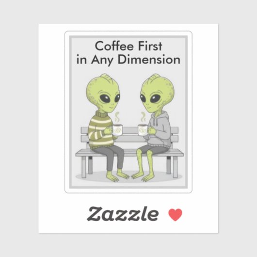 Lustiger Kaffee und Aliens Aufkleber (Blatt)