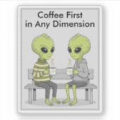 Lustiger Kaffee und Aliens Aufkleber (Vorderseite)