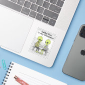 Lustiger Kaffee und Aliens Aufkleber (Laptop mit iPhone)