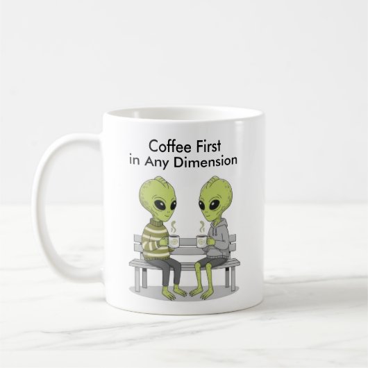 Lustiger Kaffee und Aliens Kaffeetasse (Links)