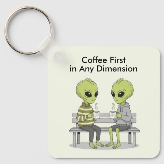 Lustiger Kaffee und Aliens Schlüsselanhänger (Vorderseite)