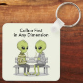 Lustiger Kaffee und Aliens Schlüsselanhänger (Rückseite)