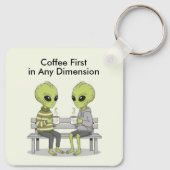 Lustiger Kaffee und Aliens Schlüsselanhänger (Rückseite)