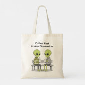 Lustiger Kaffee und Aliens Tragetasche (Rückseite)