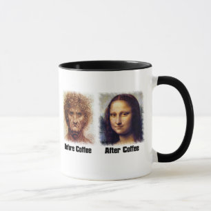 Lustiger Kaffee Vorher und Nachher - Da Vinci Mona Tasse