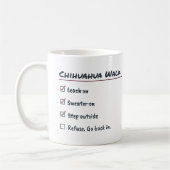 Lustiger Kaffeebecher 'Pullover an, rausgehen, abl Kaffeetasse (Links)