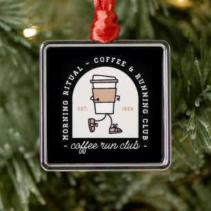 Lustiger Kaffeelaufclub Laufenthusiasten Retro Sch Ornament Aus Metall