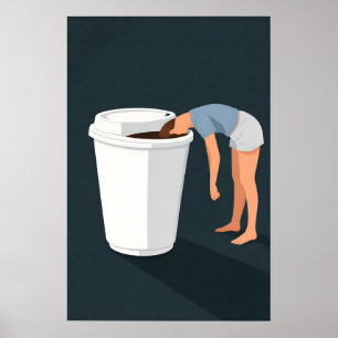 Lustiger Kaffeeplakat, minimalistischer Humordruck Poster