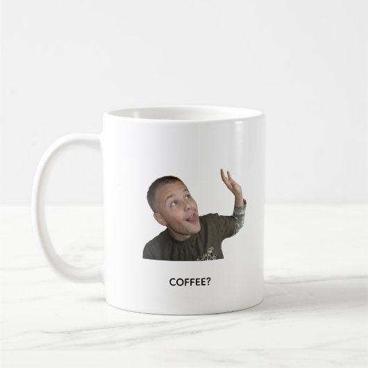 Lustiger Kaffeewitz-Tasse – „Kaffee? Kommt!“ Kaffeetasse (Links)