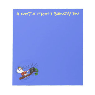 Lustiger Kakadu spielt Rock-Gitarre Cartoon Notizblock