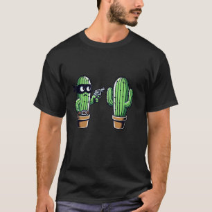 Lustiger Kaktus Cowboy Western Cartoon T-Shirt