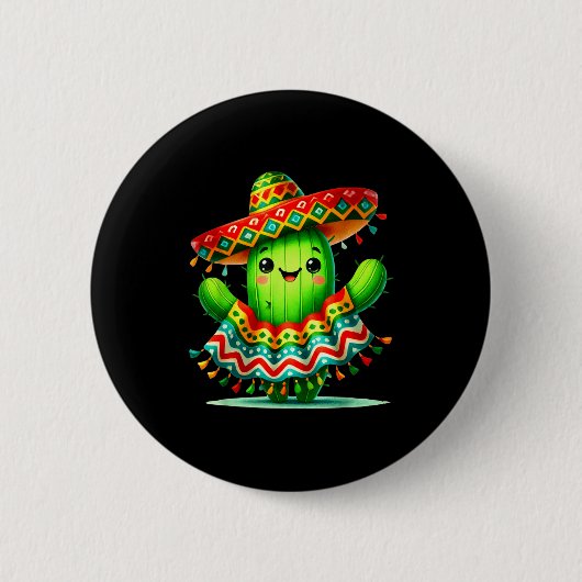 Lustiger Kaktus Poncho cinco de mayo Jungen Kinder Button (Vorderseite)