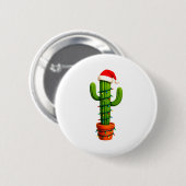 Lustiger Kaktus Weihnachtsmann Hut Weihnachtsbaum  Button (Vorne & Hinten)