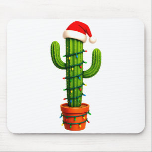 Lustiger Kaktus Weihnachtsmann Hut Weihnachtsbaum  Mousepad