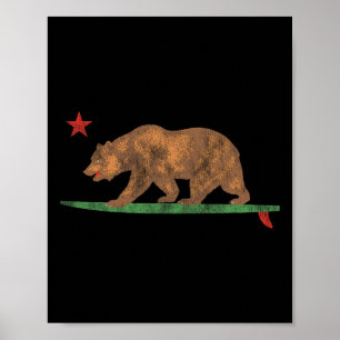 Lustiger Kalifornien Surfbär Surfboard Vintage So Poster